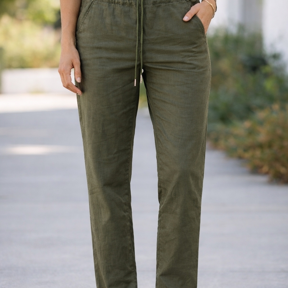 Flogg Women's Olive Like Joggers Size 26 Active Casual Elastic Waist Drawstring